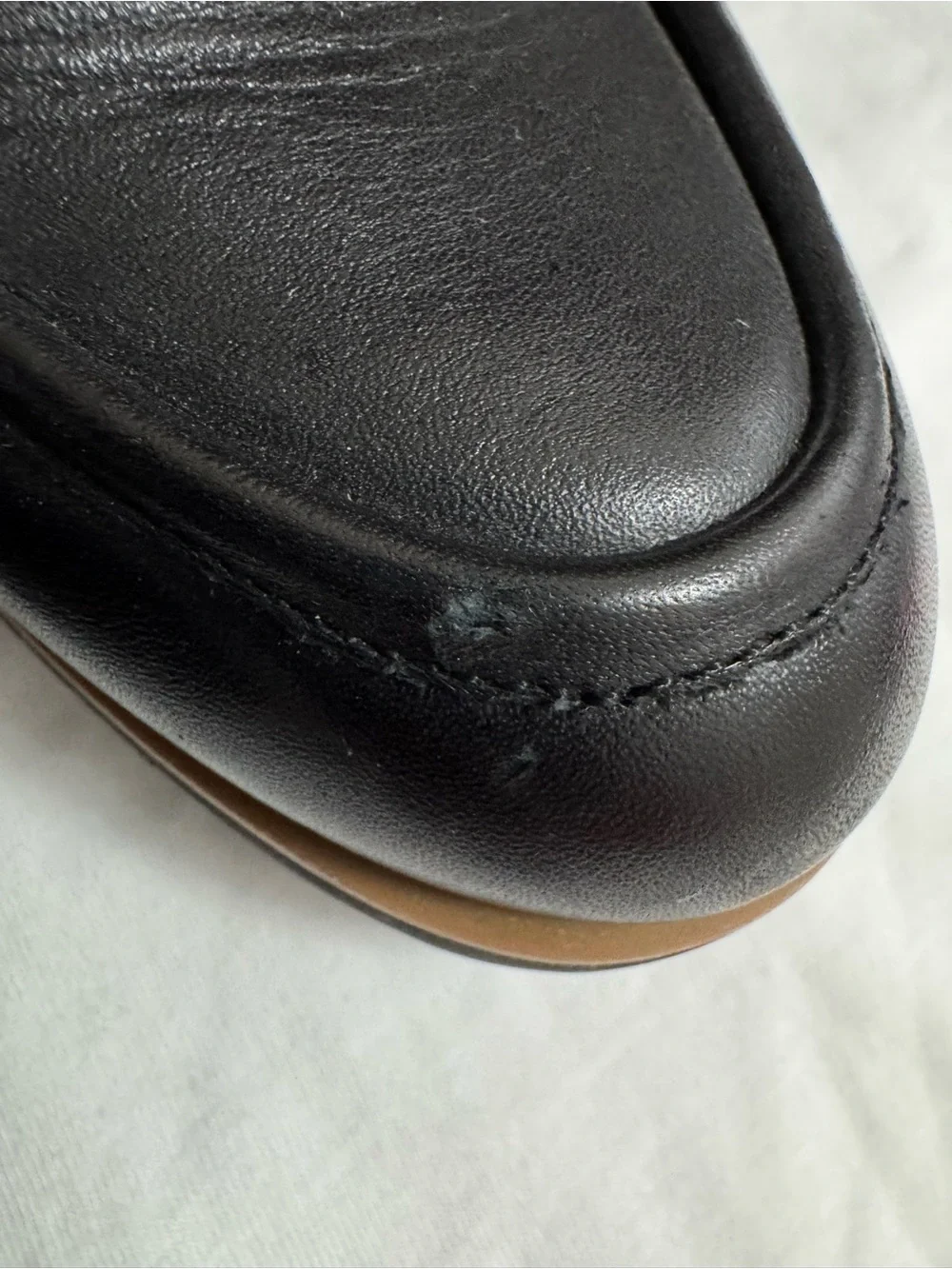 kate spade Black Leather Loafers with Gold Chain Hardware